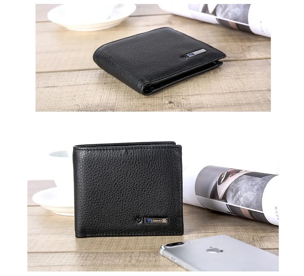 New York Style Anti Lost Wallet, Tracking Wallet Genuine Leather Tracker Wallet Smart Men Card Holder - Gift for Men Wallet Black