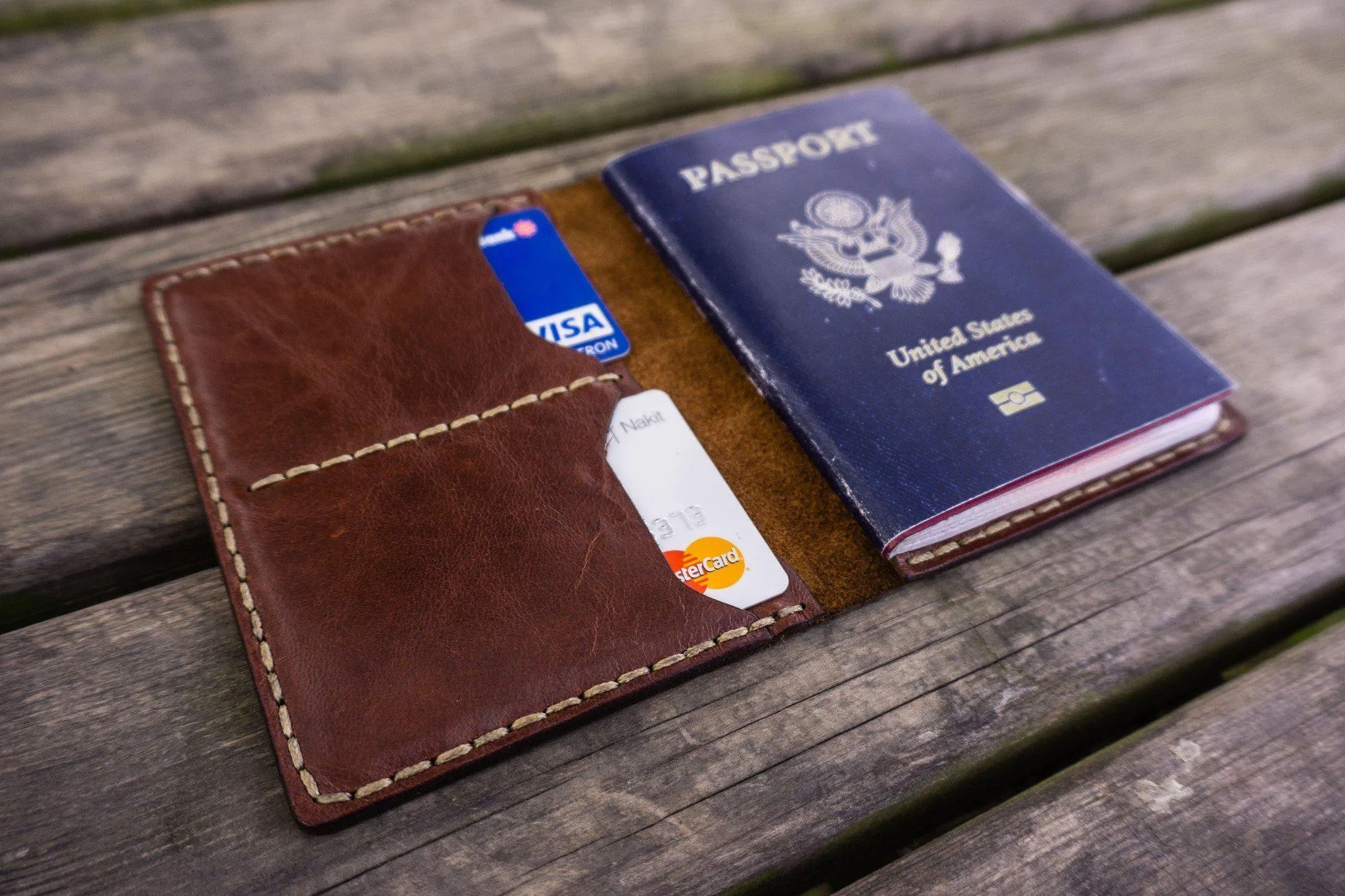 No.06 Leather Passport Holder - Brown