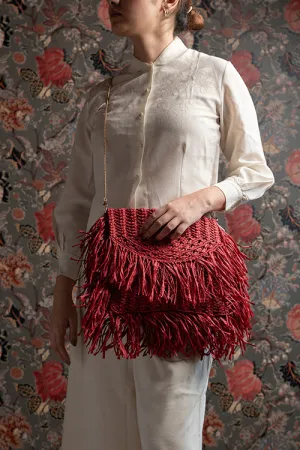 One 'O' Eight Knots Poppy Raffia Bag