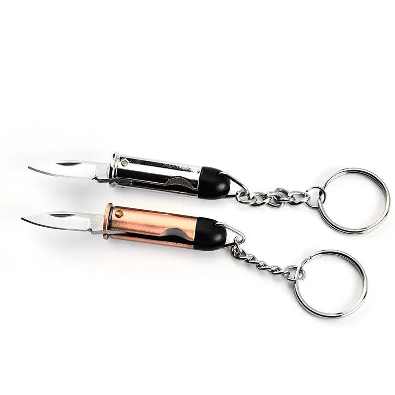 Outdoor Travel Creative Bullet Shaped Pocket Knife Keychain