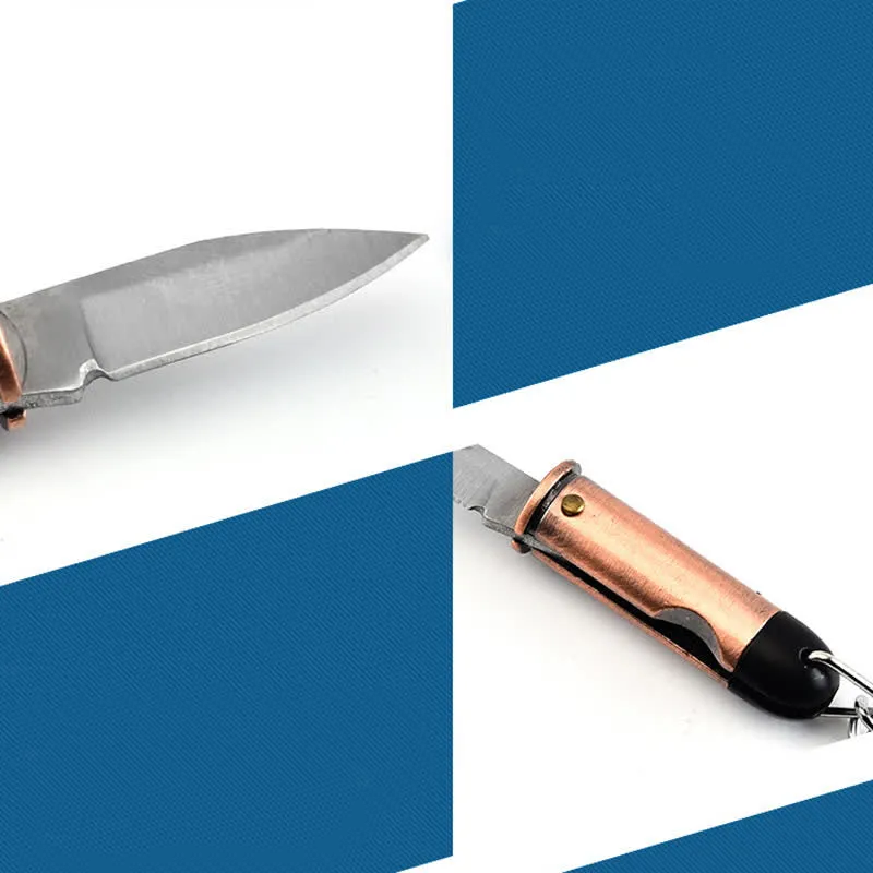 Outdoor Travel Creative Bullet Shaped Pocket Knife Keychain