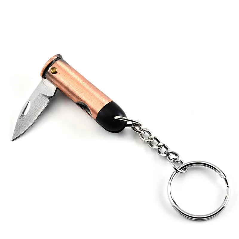 Outdoor Travel Creative Bullet Shaped Pocket Knife Keychain