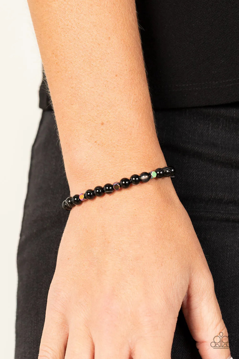 Paparazzi Interstellar Solitude - Black Stone and Oil Spill Beads Bracelet