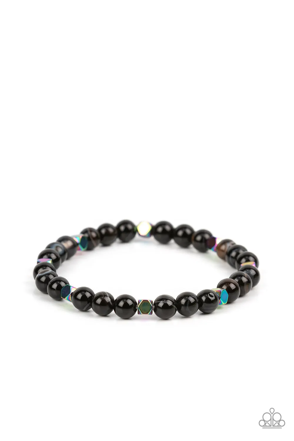 Paparazzi Interstellar Solitude - Black Stone and Oil Spill Beads Bracelet