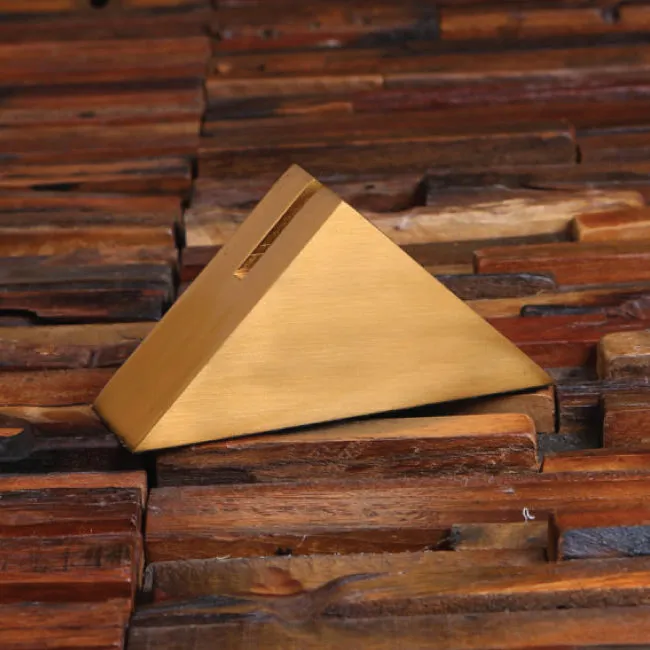 Personalized Desktop Triangle Business Card Holder And Wood Gift Box