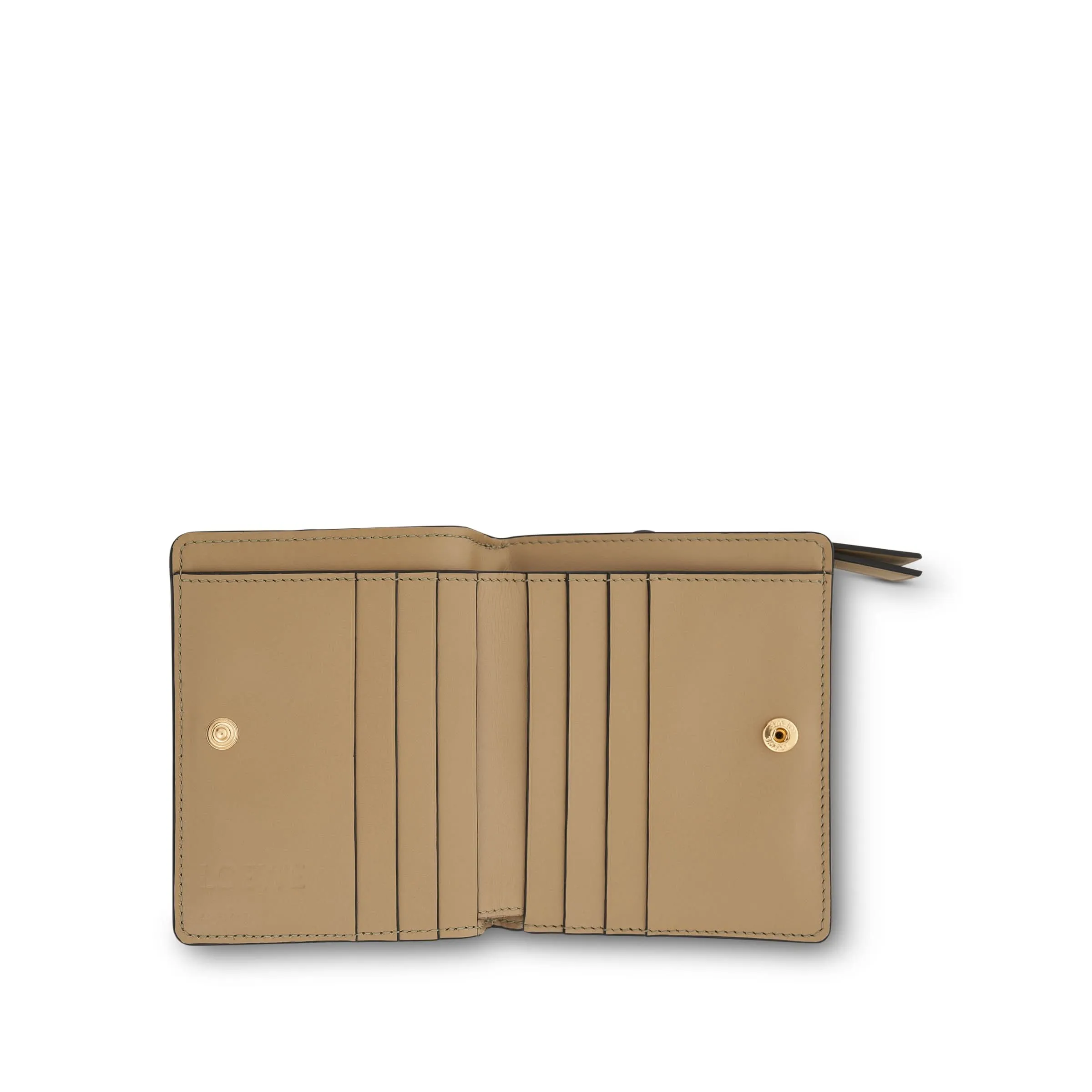 Puzzle Compact Zip Wallet in Classic Calfskin in Clay Green/Butter