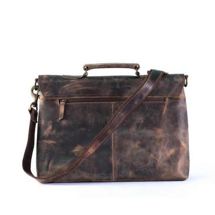 Raymond Vintage Retro Buffalo Leather Briefcase Brown