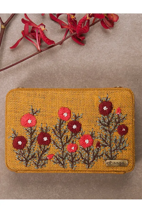 Red Buttercups Mustard
 Box Clutch