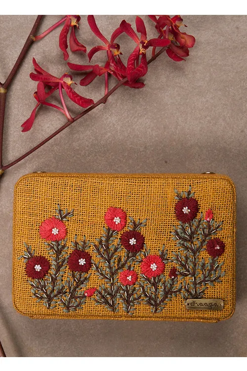 Red Buttercups Mustard
 Box Clutch