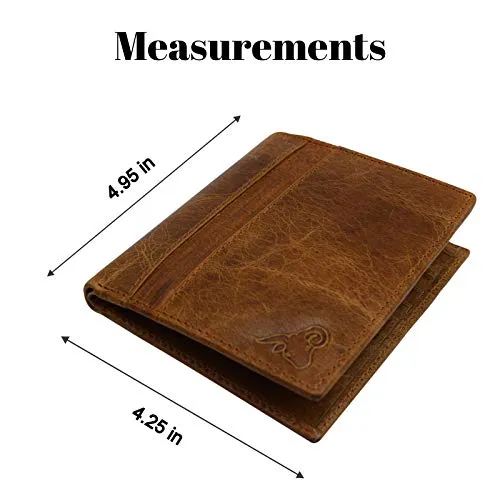 RFID Blocking Mens Leather Slim Bi-Fold Big Hipster European Wallet USA Series Gift Box