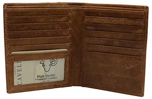 RFID Blocking Mens Leather Slim Bi-Fold Big Hipster European Wallet USA Series Gift Box