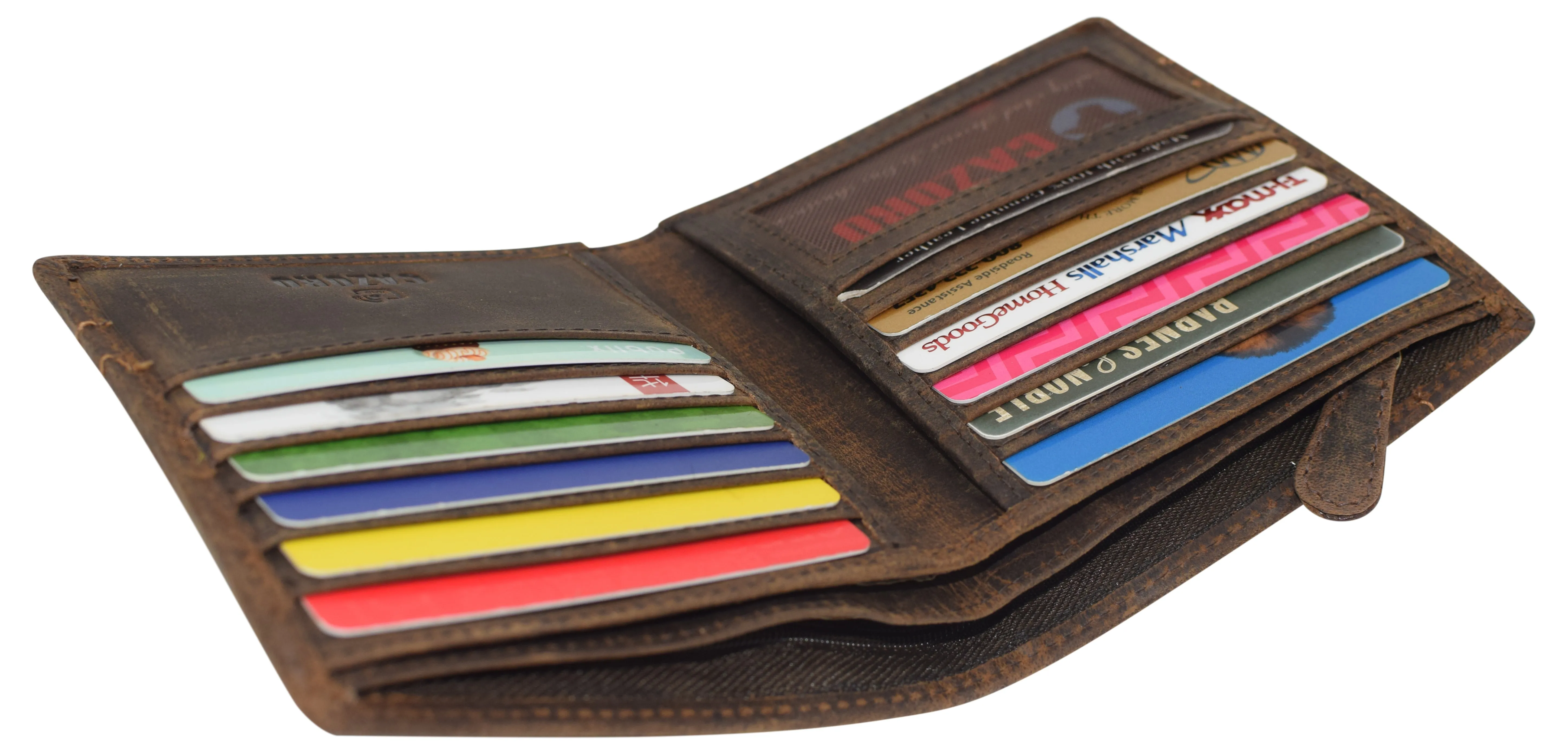 RFID Blocking Men's Slim Bifold Hipster Credit Card Vintage Leather European Wallet