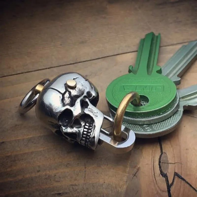 Silver Skull Head Clasp Keychain Pendant