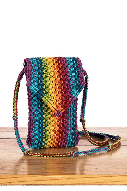 Sweven Striped Hand-Knotted Mobile Pouch