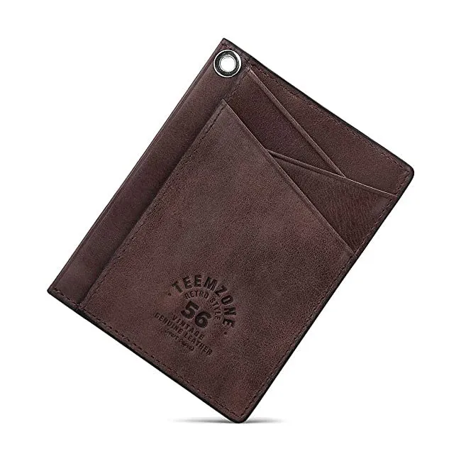 Teemzone RFID Blocking Genuine Leather Slim Cardholder (3741)