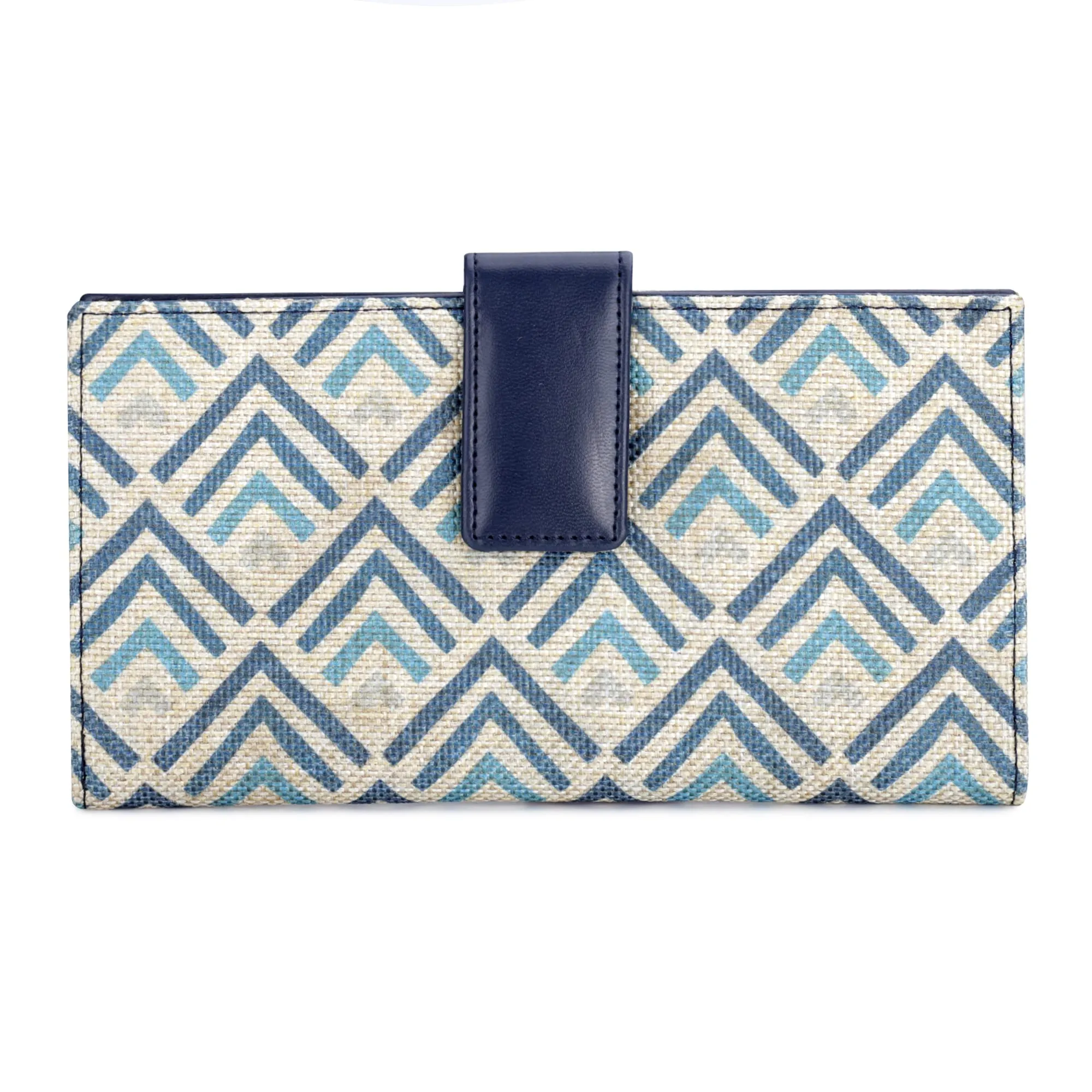 The Clownfish Orlanda Collection Printed Handicraft Fabric Womens Wallet Clutch Ladies Purse with Multiple Card Holders (White with Grey Stripes)