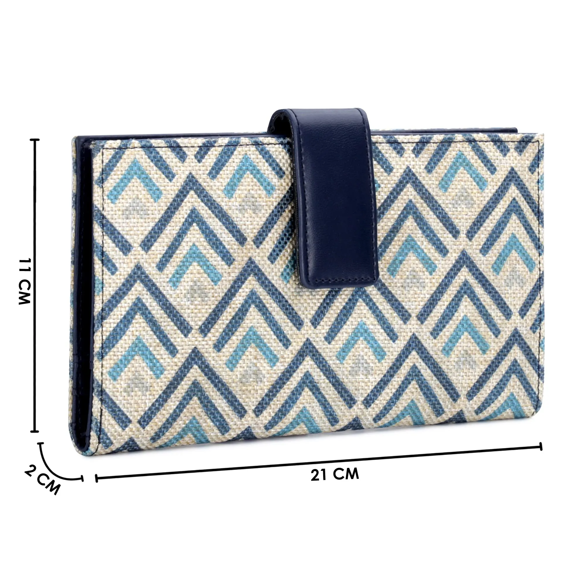 The Clownfish Orlanda Collection Printed Handicraft Fabric Womens Wallet Clutch Ladies Purse with Multiple Card Holders (White with Grey Stripes)