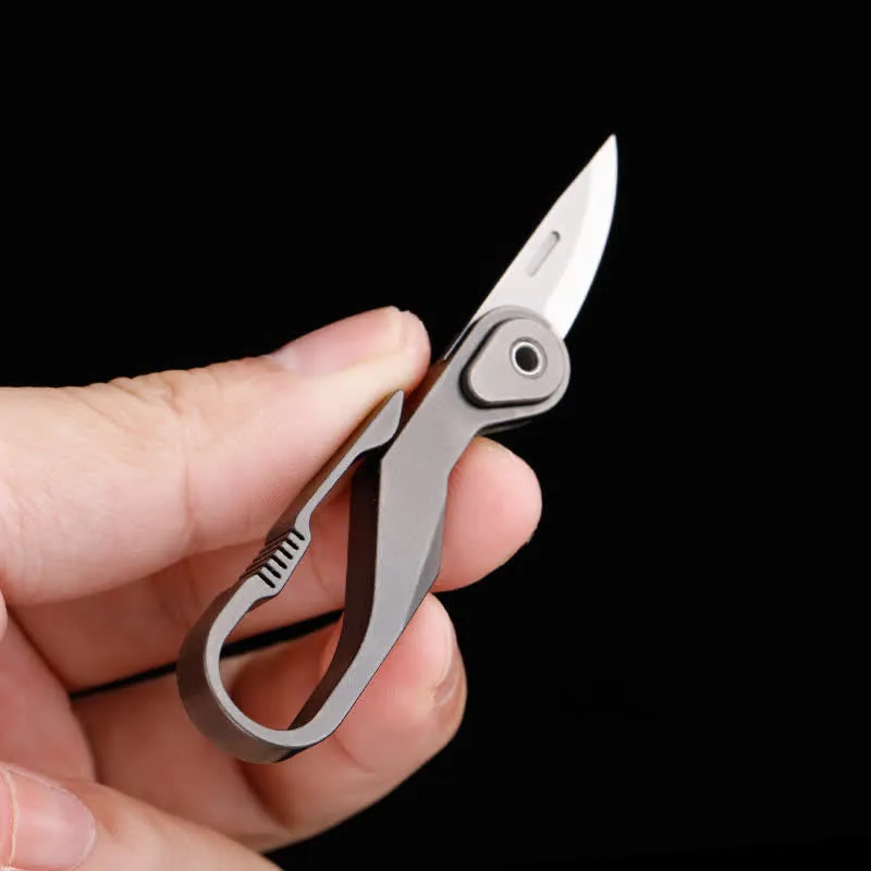 Titanium Mini Folding Knife Box Cutter Keychain