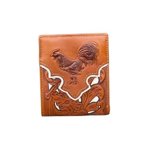 Top Notch Men's Light Brown Rooster Bi-Fold Wallet