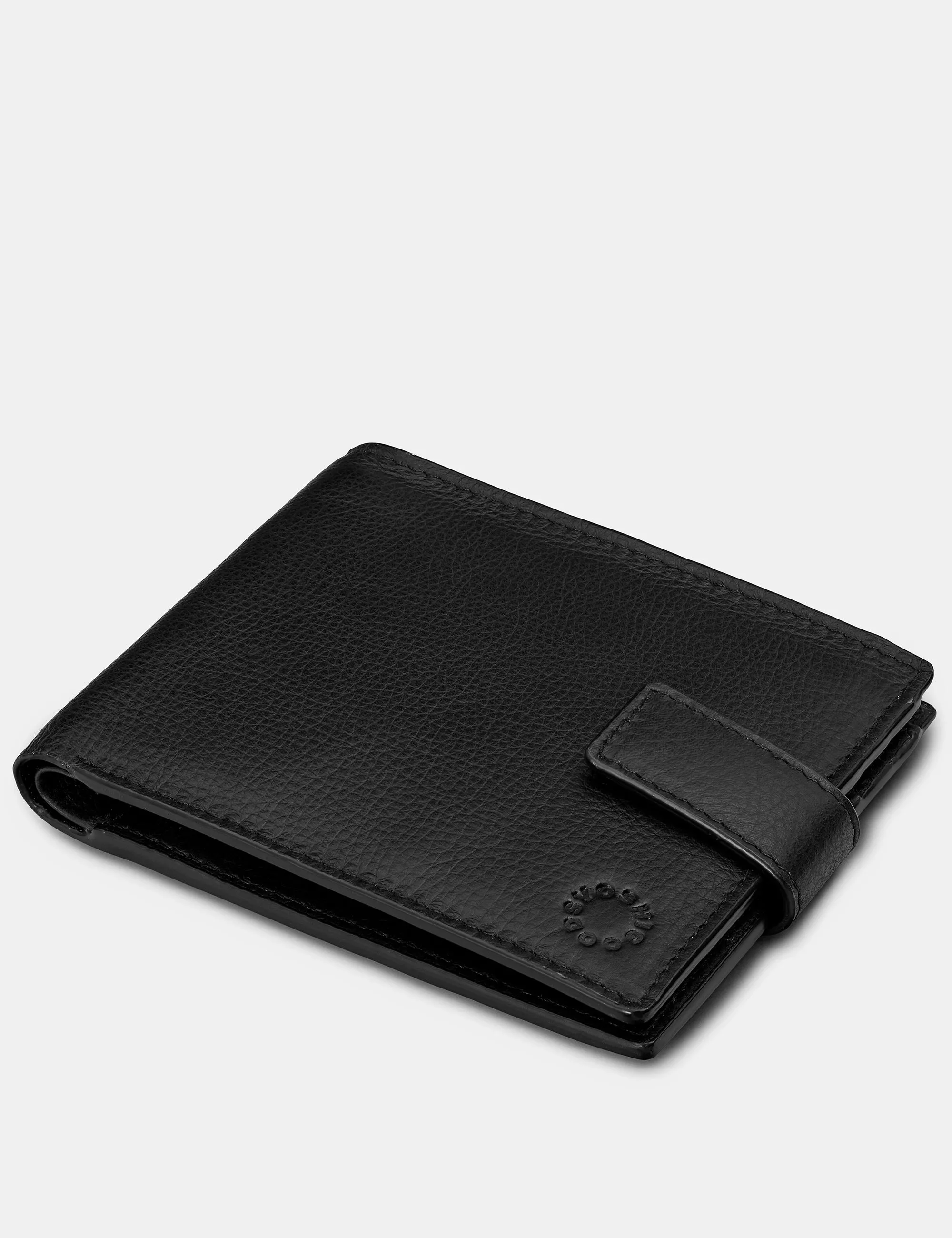 Two Fold Black Leather Wallet With Tab