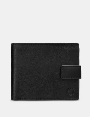 Two Fold Black Leather Wallet With Tab