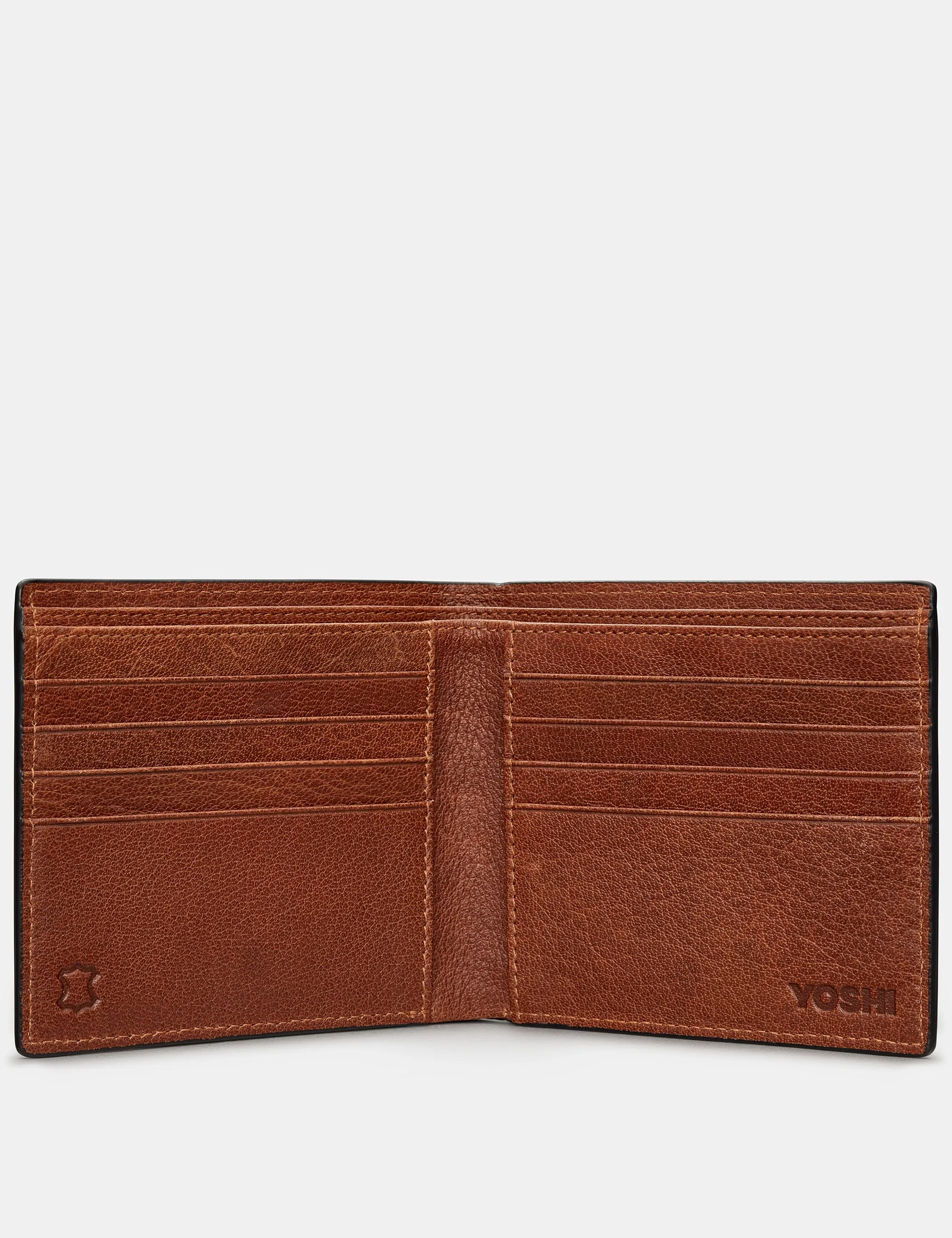 Two Fold East West Brown Leather Wallet