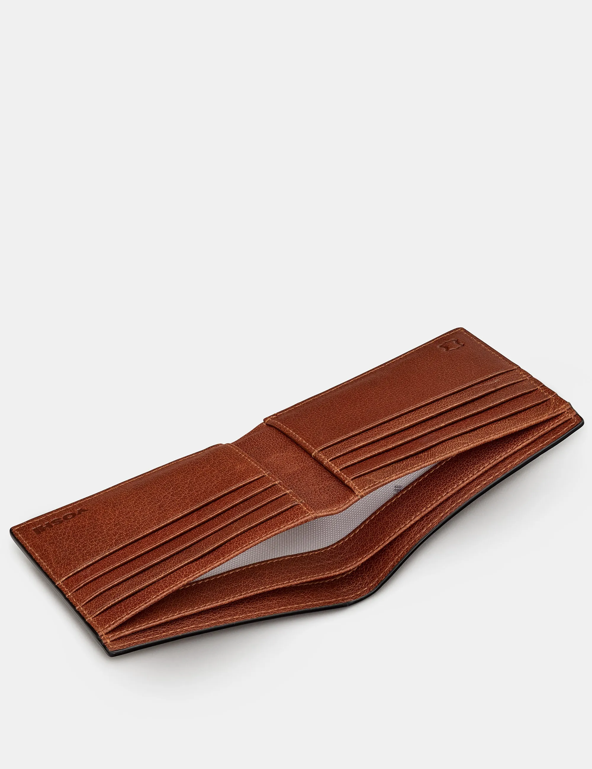 Two Fold East West Brown Leather Wallet