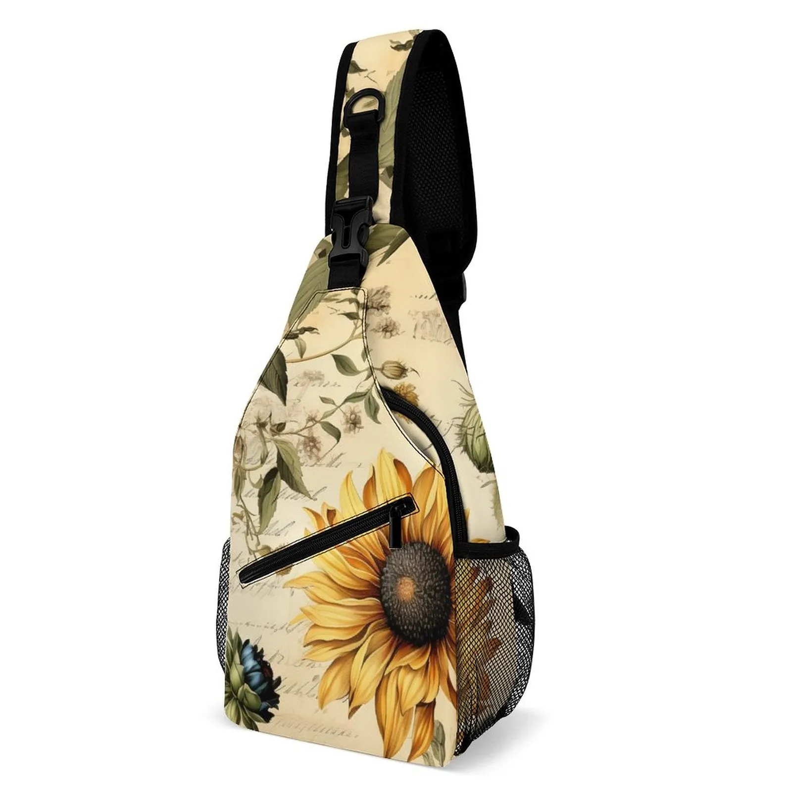 Unique Sunflower pattern Sling Bag, (All-Over Printing), Floral fan gift idea