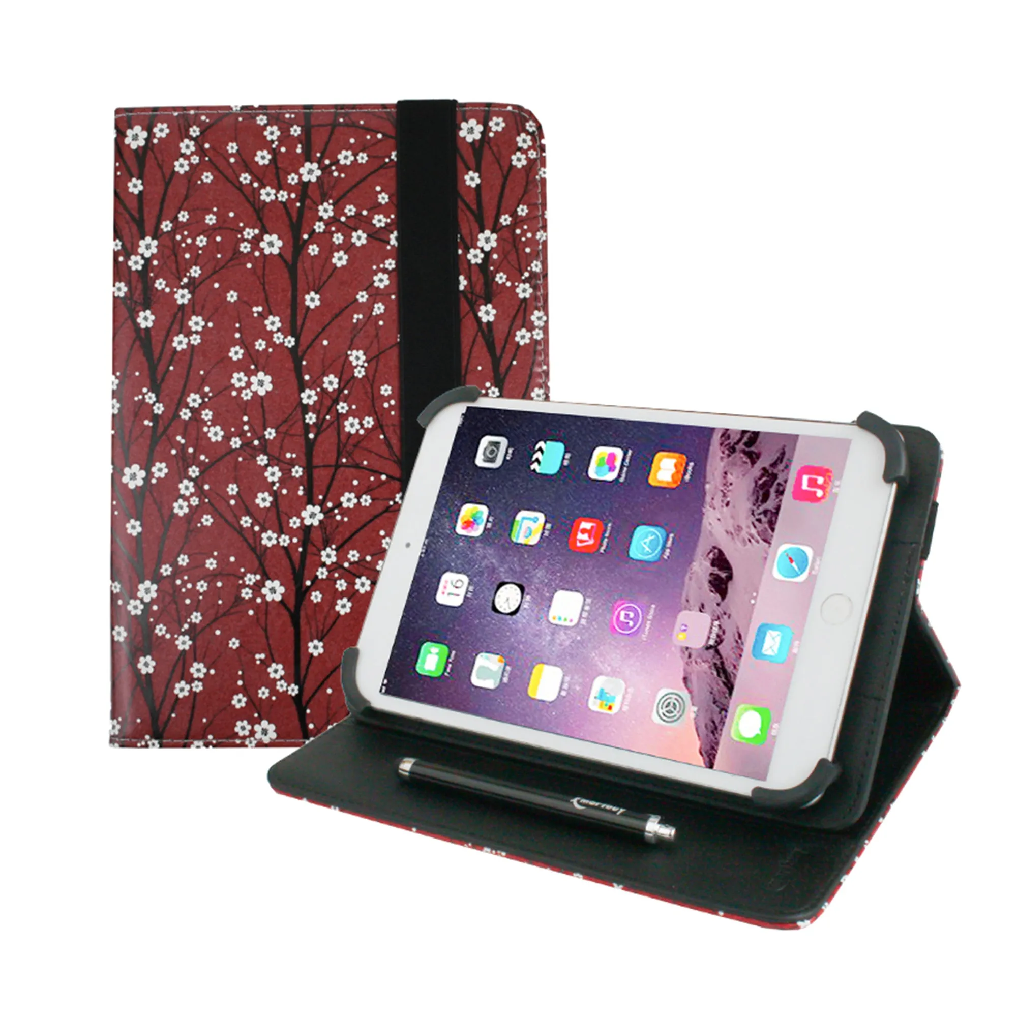 Universal Tablet Case - Red Flower