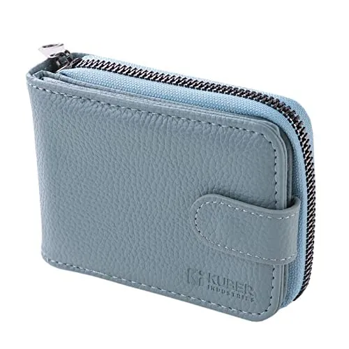 Urbane Home Card Holder Wallet For Men Women|Debit Credit Card Holder|Wallet For Id, Visiting Card, Buisness Card|RFID Protected|Button & Zipper Closure Wallet|Blue