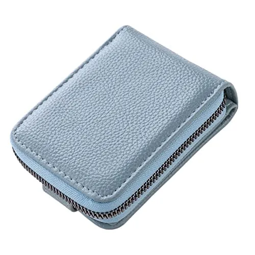 Urbane Home Card Holder Wallet For Men Women|Debit Credit Card Holder|Wallet For Id, Visiting Card, Buisness Card|RFID Protected|Button & Zipper Closure Wallet|Blue